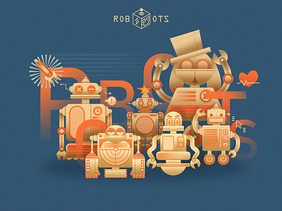 Robot family illustration design