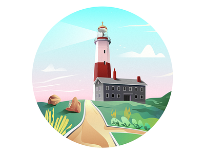 Montauk Point Day Light animation illustration scenic