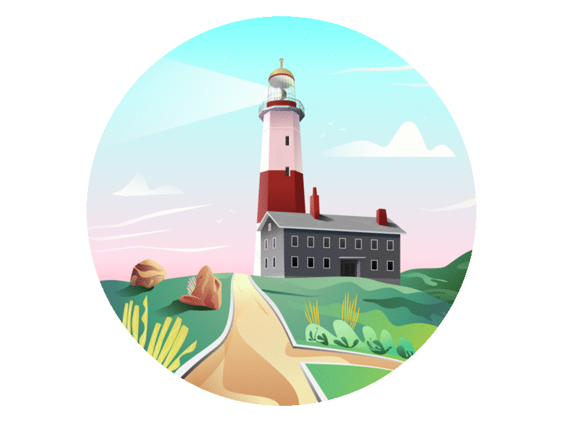 Montauk Point Light Mashup animation gif illustration lighthouse