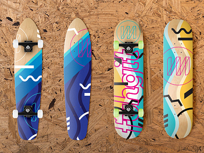 Skateboard Design art blue branding design identity pink skateboard yellow