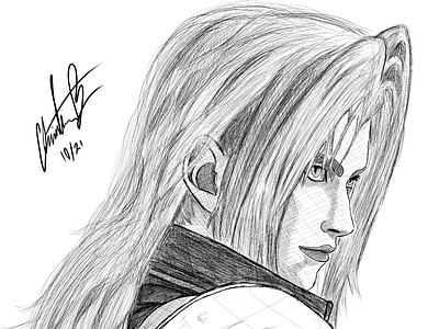 Sephiroth (Final Fantasy) Digital Ink cloud design drawn fantasy final final fantasy game illustration ink sephiroth