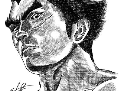 Kazuya Mishima (Tekken) Digital Ink anime design drawn game illustration ink kazuya smash smashbros tekken