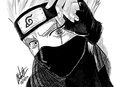 Kakashi Hatake (Naruto) Digital Ink anime design drawn game illustration ink kakashi naruto