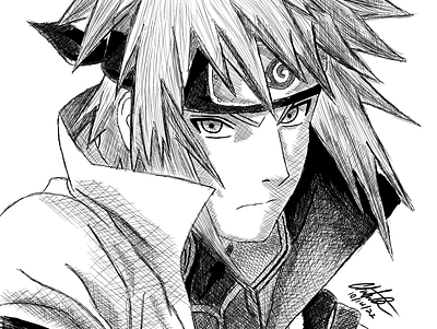 Minato Namikaze (Naruto) Digital Ink anime design drawn game illustration ink naruto