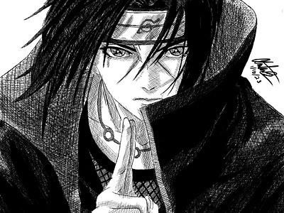 Itachi Uchiha (Naruto) Digital Ink anime design drawn game illustration ink itachi naruto