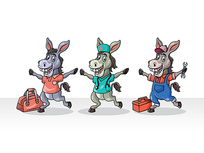 Donkey Mascot on Variation animal animal mascot artwork logo mascot vector vectorart