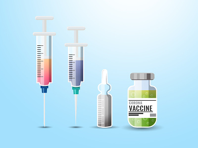 Flat Coronavirus Vaccine corona covid19 health illness infection pandemic prevention quarantine syringe vaccine viral virus