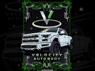 Velocity Autobody artwork branding car design ford garage illustration merchandise tshirtdesign vector vectorcar