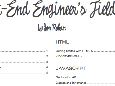 A Front-End Engineer's Field Guide blog field guide html javascript