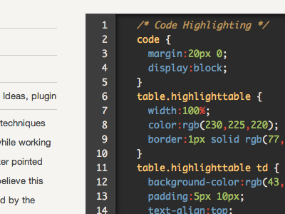 Code Block code css syntax