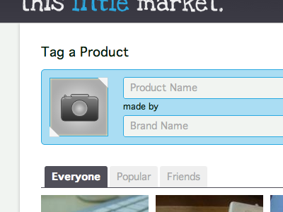 Tag a Product form blue brand photo product upload