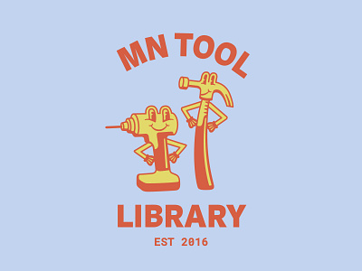 MN Tool Library 1930s 30s badge branding cartoon character logo minnesota mn retro tool vintage wip