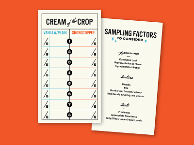 Cream of the Crop card cream of the crop dessert diner ice cream menu midcentury rating receipt retro sampling tasting