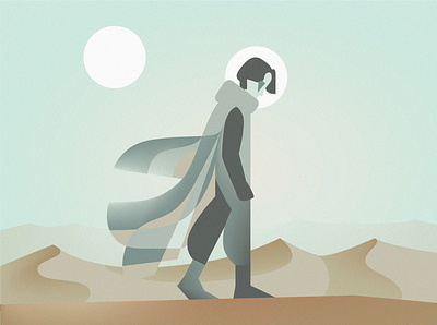 Dune 2021 desert dune fanart figure film geometric illustration movies paul poster science fiction scifi timothee chalamet walking