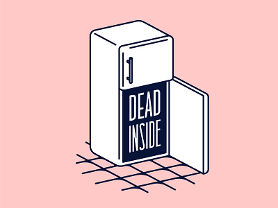 Dead Inside box dead floor fridge funny illustration inside joke kitchen pink refrigerator square text tile