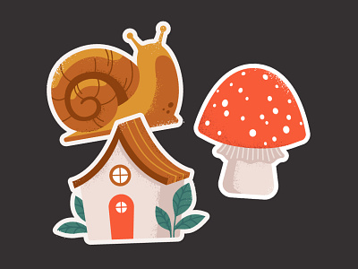 Stickers board game cottagecore fae fairy house icons illustration mushroom snail sticker stickers swag woodland