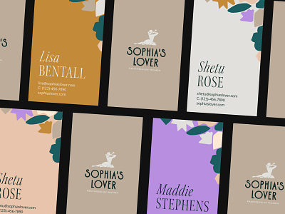 Sophia's Lover Business Cards branding business cards collage figure italic layout logo pattern philosophy print serif siren typography woman women