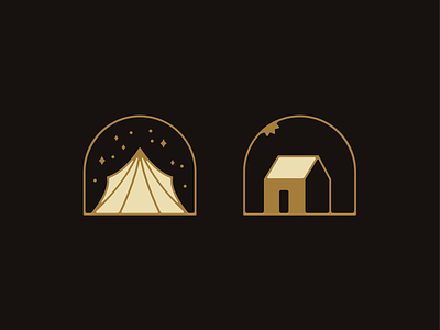 Airbnb Logos airbnb and arch astrology bed bnb breakfast celestial gold house icon line logo logomark shadow sky star sun tent vrbo