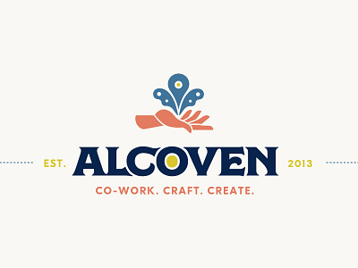 Alcoven badge branding coven coworking create hand logo makerspace student witchy