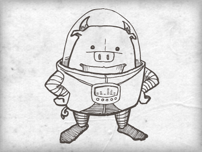 Quick Piggie character mascot pig robot sketch