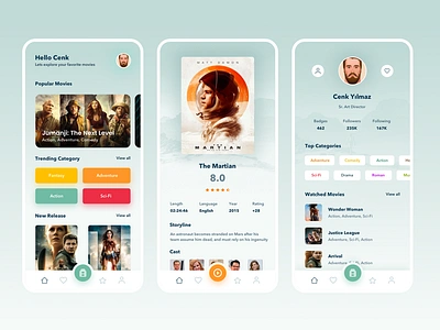 Movie App app design film films home layout light movie movie app movies ui