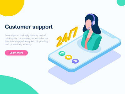 Customer Support Isometric illustration 3d city digital flat future illustration illustration design isometric mobile reality t2 tech technology vector virtual web page