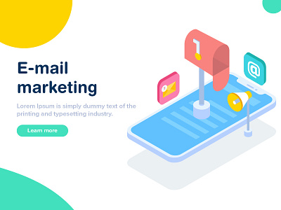 Email Marketing Isometric illustration 3d announcement city design digital email email campaign flat future illustration illustration design isometric mailbox marketing mobile reality t2 tech technology web page