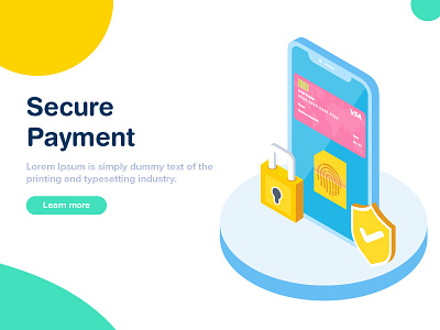 Secure Payment Isometric illustration 3d card checkout digital fingerprint flat future illustration illustration design isometric mobile order payment reality safe secure tech technology web page