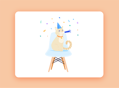 You did it!! cat celebration chair confetti illustration kitty noise maker party party hat yay