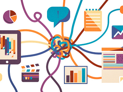 Discombobulated information knot media tech technology vector