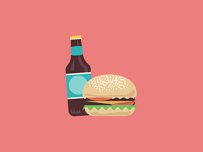 Burger And Beer beer burger food illustration