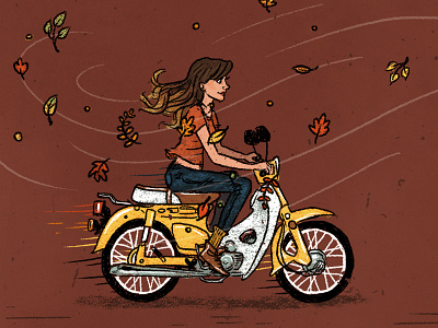 Passport to Autumn fall honda honda passport illustration leaves scooter