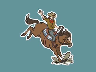 Buck Off! bronco buck cowboy horse illustration rodeo texas western yeehaw