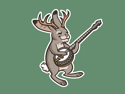 Jackalope antlers banjo bunny country cute illustration jackalope rabbit texas