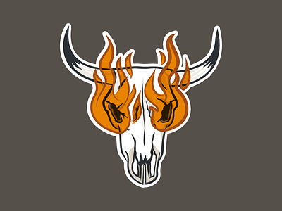 Cow skull angry cow skull desert fire flames skull texas west western wrath