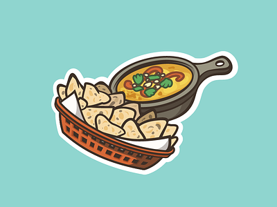 Just In Queso basket cheese chips cilantro illustration queso skillet tex mex vector