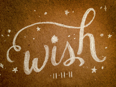 Wish colored pencil hand rendered type