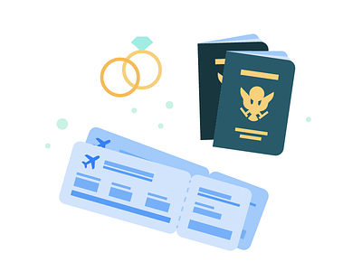 Honeymoon honeymoon passport plane ticket rings