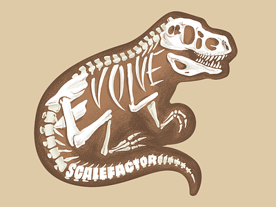 Evolve Or Die bones dino dinosaur illustration lettering skeleton skull trex type tyrannosaurus rex