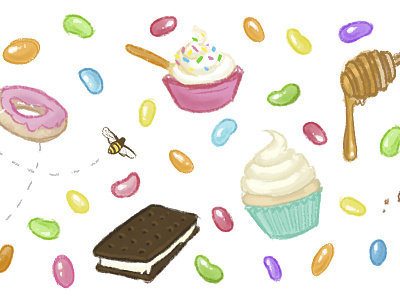 Noms candy colorful cupcake dessert donut food honey wand ice cream sandwich jelly bean sweets