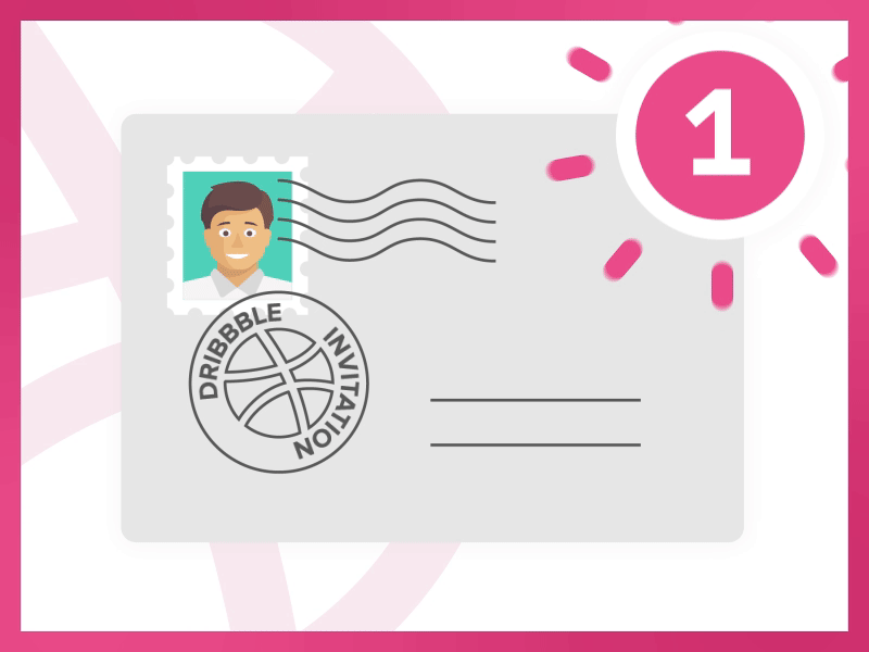 Hello Dribbble ! animation ball design dribbble first hello mail motion pink stamp