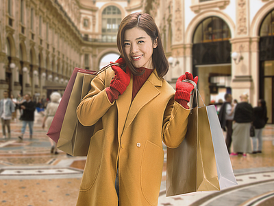 KLM - Retouching Asian Woman Shopping in Europe