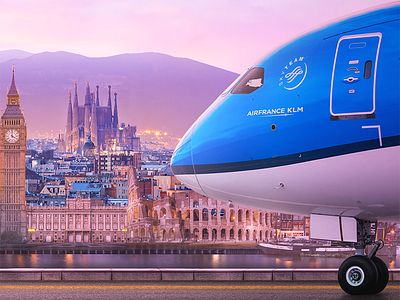 KLM - Come visit Europe airlines airplane china chinese market cities europe klm landmarks photoshop retouching