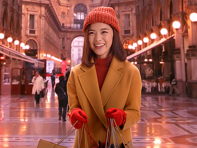 KLM - Retouching Asian Woman Shopping in Europe 2 airlines china chinese market europe klm lady mall photoshop retouching shopping shopping mall woman