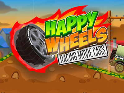 Happy wheels: racing movie cars cartoon illustration video game