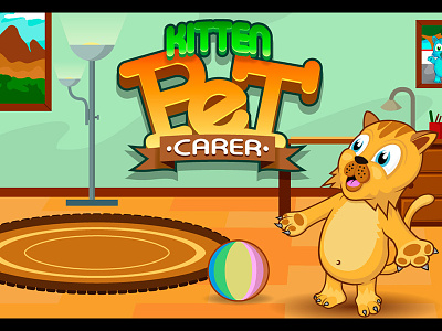 Kitten Pet Carer Interface cartoon game interface illustration