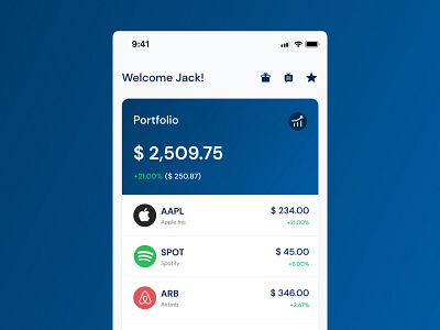 Automated Stock Trading App back test clean dashboard finance ios logo minimal numbers portfolio referral stock performance stock trading strategies trades ui ux design wireframing