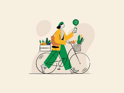 Low Impact app illustrations app bicycle branding character design eco friendly fashion flat illustration illustrator plant vector