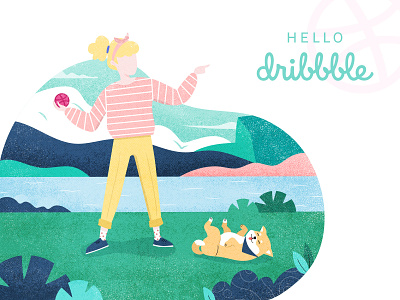 Hello Dribbble! debut dog illustration hello dribbble illustration shiba inu