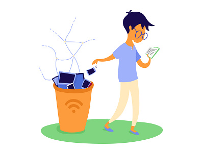 My life without Facebook book boy digital facebook illustration trash can